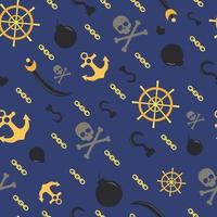 Seamless pirate theme pattern, vector background