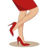 Female legs with red fashionable shoes vector
