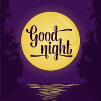 Full moon and stars. Good night poster vector