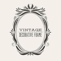 Oval vector vintage border frame with retro ornament pattern