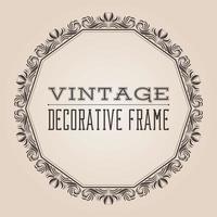 Round vector vintage border frame with retro ornament pattern