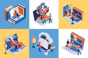 Online Library Isometric Concept vector