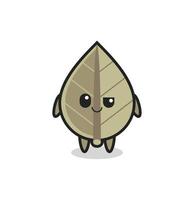 dried leaf cartoon with an arrogant expression vector