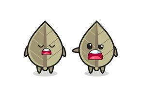 illustration of the argue between two cute dried leaf characters vector