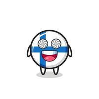 cute finland flag badge character with hypnotized eyes vector