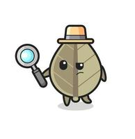 dried leaf detective character is analyzing a case vector