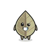 cute dried leaf mascot with an optimistic face vector