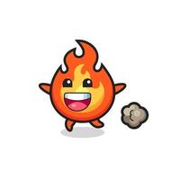 the happy fire cartoon with running pose vector