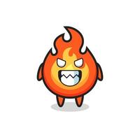 evil expression of the fire cute mascot character vector