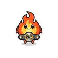 the MMA fighter fire mascot with a belt vector