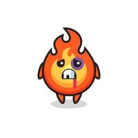 injured fire character with a bruised face vector