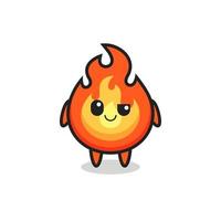 fire cartoon with an arrogant expression