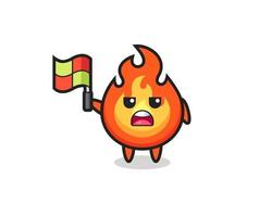 fire character as line judge putting the flag up vector