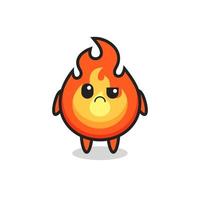 the mascot of the fire with sceptical face vector