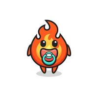 personaje de dibujos animados de fuego de bebé con chupete vector