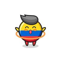 cute colombia flag badge cartoon is playing hula hoop vector