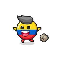 the happy colombia flag badge cartoon with running pose vector