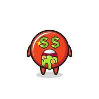 china flag badge character with an expression of crazy about money vector