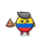 lindo, colombia, bandera, insignia, caricatura, comida, pizza vector