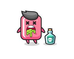 illustration of an bubble gum character vomiting due to poisoning vector