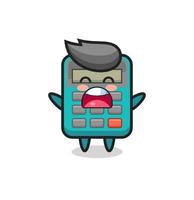 cute calculator mascot with a yawn expression vector