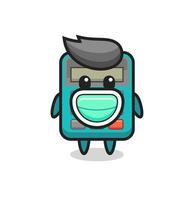 cute calculator cartoon wearing a mask vector