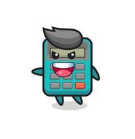 calculator cartoon with very excited pose vector