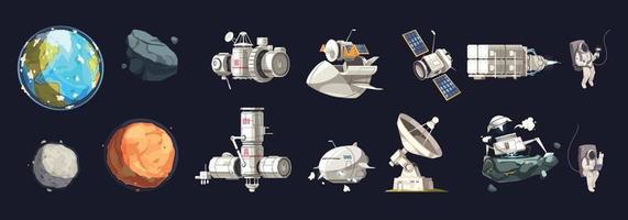 Space Ship Isolated Set vector