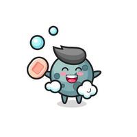 asteroid character is bathing while holding soap vector