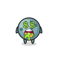 asteroid character with an expression of crazy about money vector