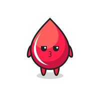 the bored expression of cute blood drop characters vector