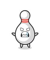 wrathful expression of the bowling pin mascot character vector