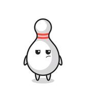 cute bowling pin character with suspicious expression vector
