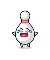 the illustration of crying bowling pin cute baby vector