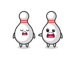 illustration of the argue between two cute bowling pin characters vector