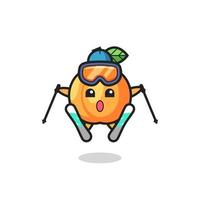 apricot mascot character as a ski player vector