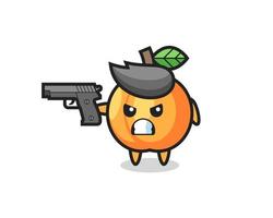 the cute apricot character shoot with a gun vector