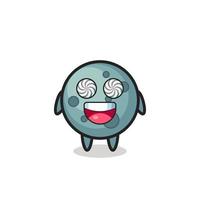 cute asteroid character with hypnotized eyes vector