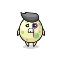 injured spotted egg character with a bruised face vector