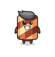 cute wafer roll mascot with an optimistic face vector