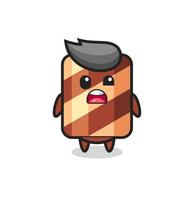 the shocked face of the cute wafer roll mascot vector