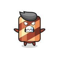 wrathful expression of the wafer roll mascot character vector