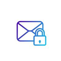 secure mail icon, linear vector