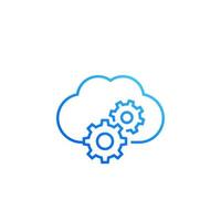 Cloud service settings line icon on white vector