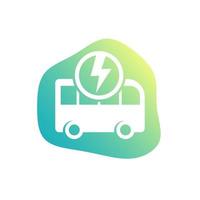 electric bus icon, green transport vector