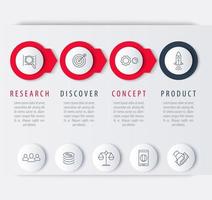 Product development, infographic elements, step labels, line icons vector