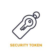 icono de línea de token de seguridad en blanco vector