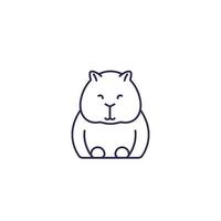 Wombat on white, line vector