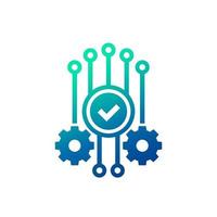 icono de automatización y optimización con marca de verificación y engranajes vector