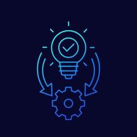 Implementation icon, ideas execution line design vector